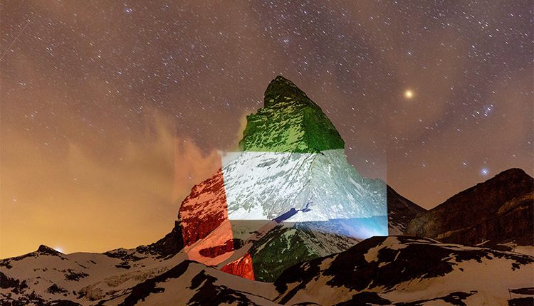 پرچم امارات و کوه ماترهورن